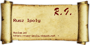 Rusz Ipoly névjegykártya